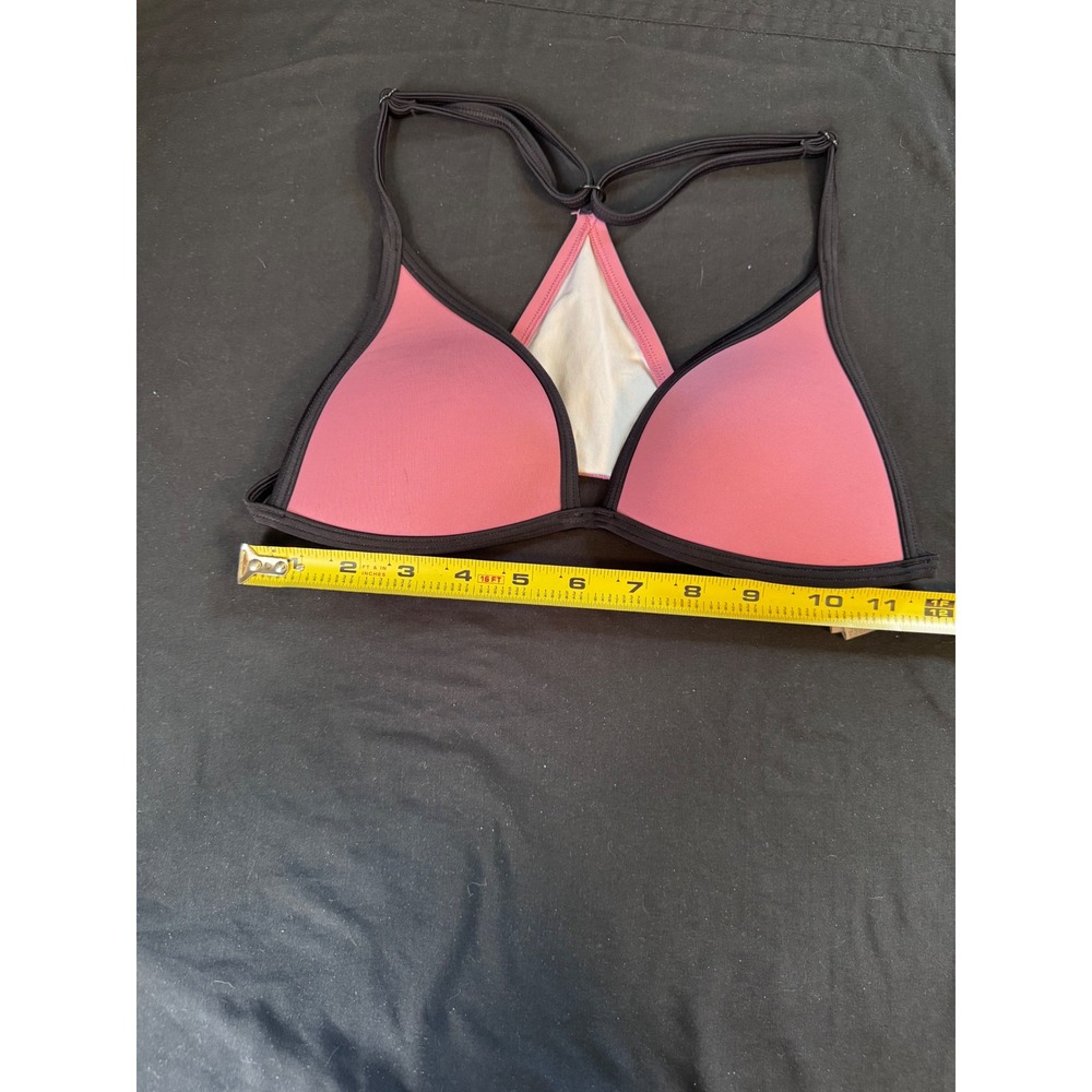 Victorias Secret PINK Bikini Top Pink Black Racerback Logo XS AA-B